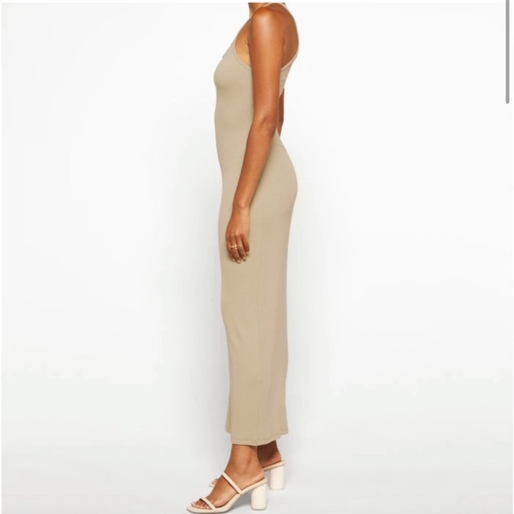 LNA Alsi Rib Mini Dress in Pale Khaki NWT - Picture 2 of 7